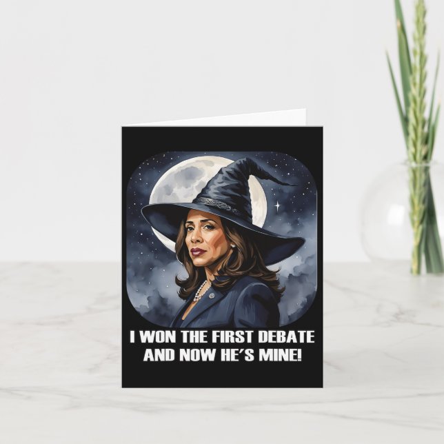 Kamala Harris Funny Debate Election 2024 Won Witch Card (Front)