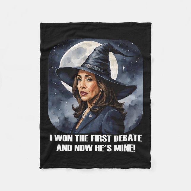 Kamala Harris Funny Debate Election 2024 Won Witch Fleece Blanket (Front)