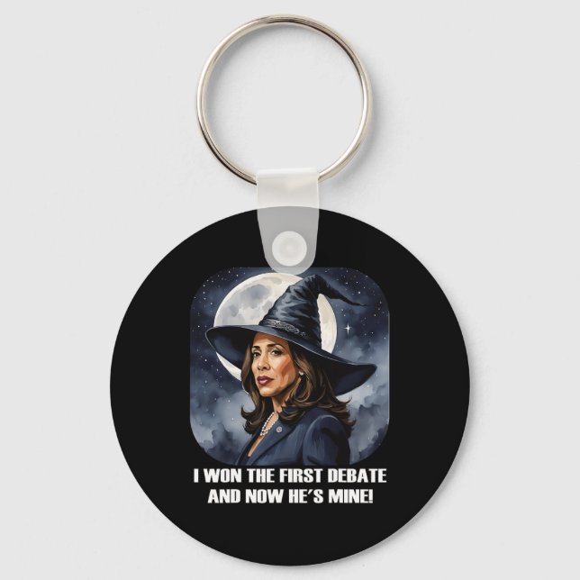 Kamala Harris Funny Debate Election 2024 Won Witch Key Ring (Front)