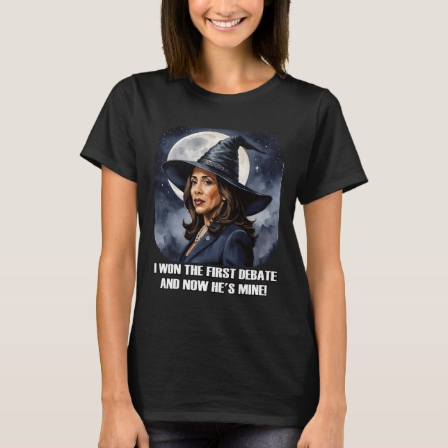 Kamala Harris Funny Debate Election 2024 Won Witch T-Shirt (Front)