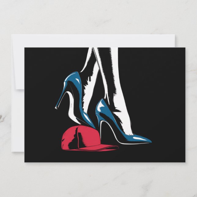 Kamala Harris Heels Stepping On Maga Hat  Invitation (Front)