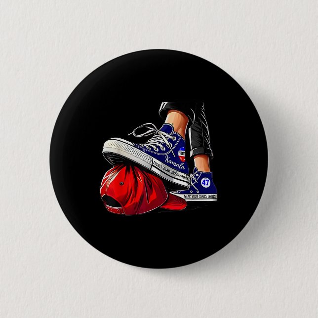 Kamala Harris High Heels Stepping On Red Hat  6 Cm Round Badge (Front)