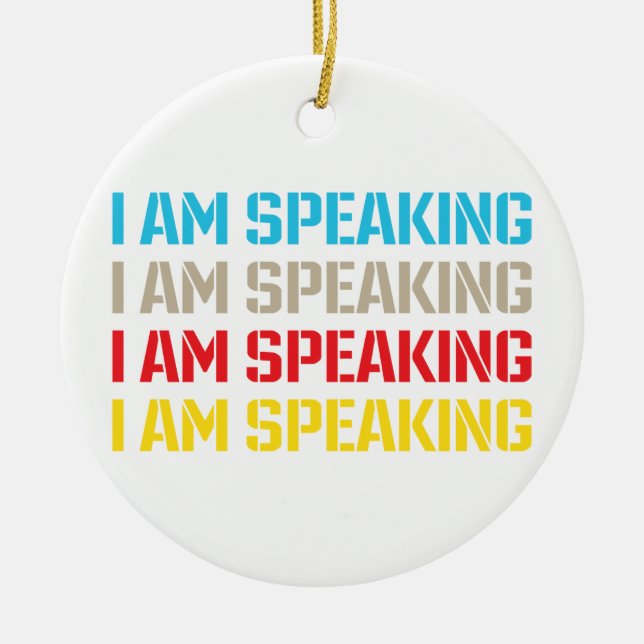 Kamala Harris I am Speaking Ceramic Tree Decoration (Front)