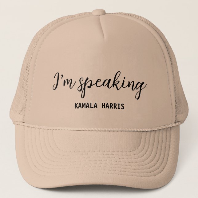 Kamala Harris I'm Speaking 2024 Madam President Trucker Hat (Front)