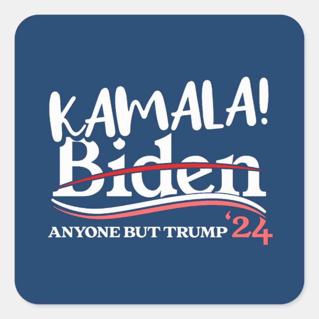 Kamala Harris, Kamala 2024 for women, anti-Trump Square Sticker (Front)