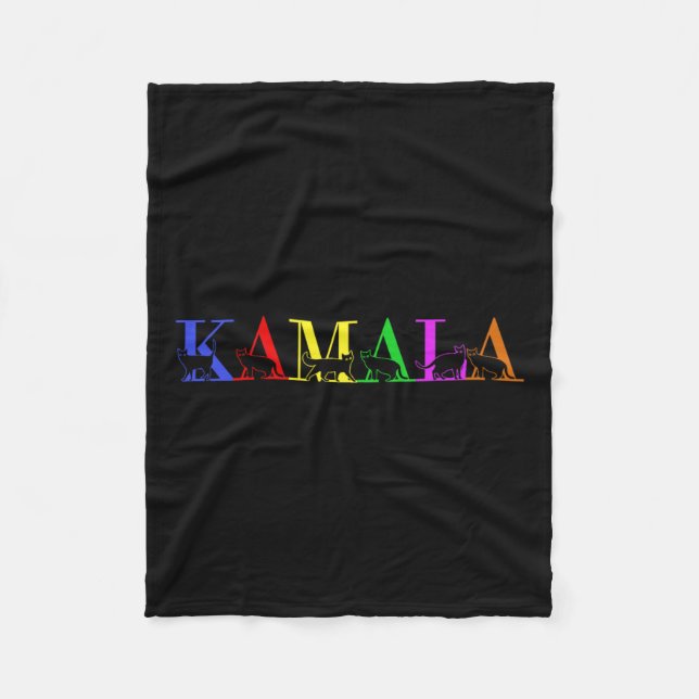 Kamala Harris Lgbt Cute Postive Cat Lettering Font Fleece Blanket (Front)