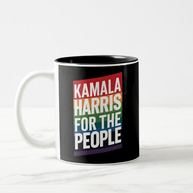 Kamala Harris LGBTQ Gay Pride Lesbian Funny Gift  Two-Tone Coffee Mug (Left)