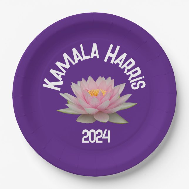 Kamala Harris Lotus 2024 Paper Plate (Front)