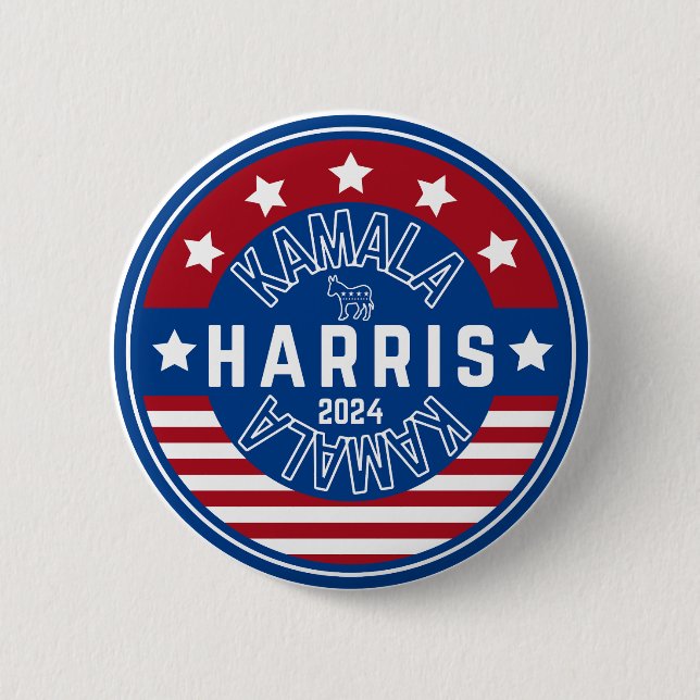 Kamala Harris Madam President 2024 6 Cm Round Badge (Front)