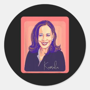 Kamala Harris Madam President Pop Art Portrait  Classic Round Sticker