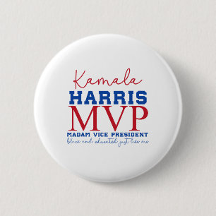 Kamala Harris Mvp Madam Vice President Black And E 6 Cm Round Badge