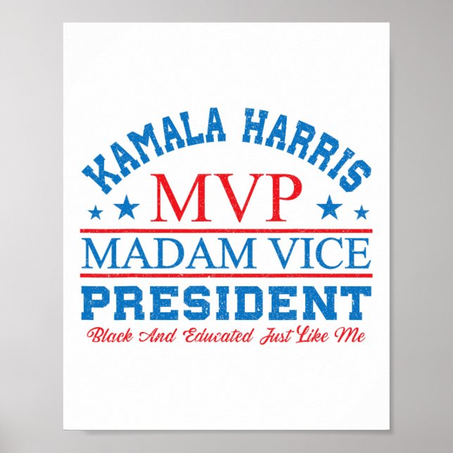 Kamala Harris Mvp Madam Vice President Black And E Poster (Front)