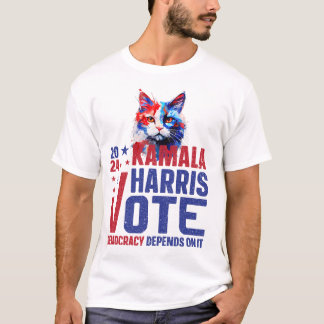 Kamala Harris Patriotic Cat T-Shirt