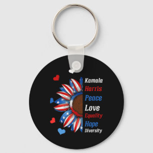 Kamala Harris Peace Love Equality Hope Diversity 1 Key Ring