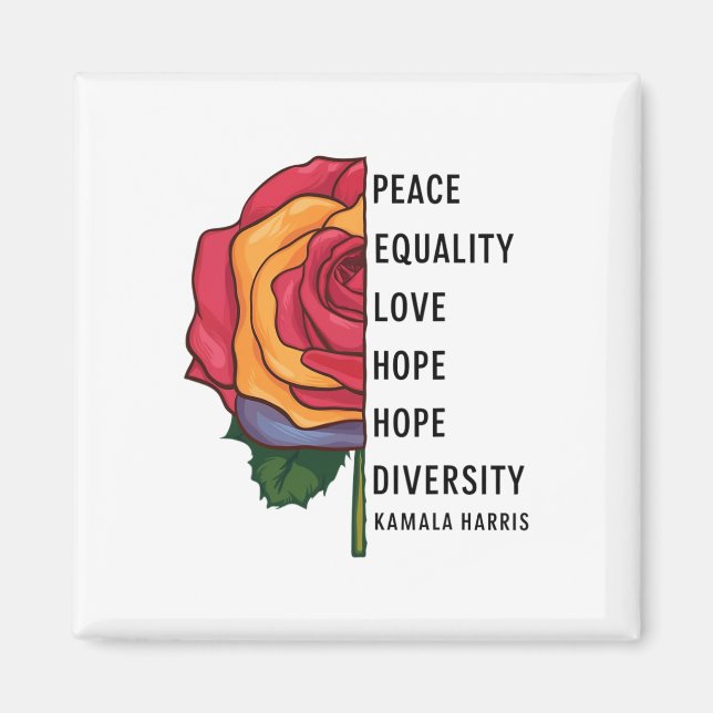 Kamala Harris Peace Love Equality Hope Diversity 1 Magnet (Front)