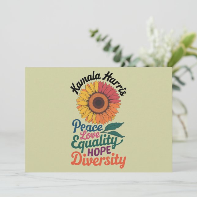 Kamala Harris Peace Love Equality Hope Diversity Invitation (Standing Front)