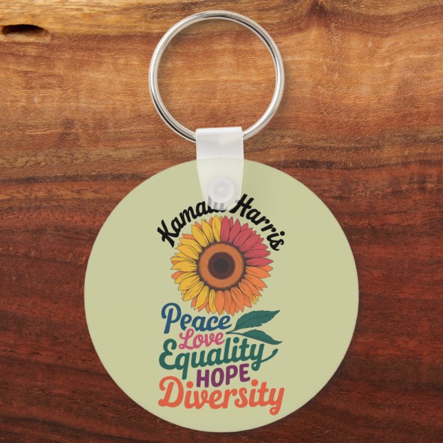 Kamala Harris Peace Love Equality Hope Diversity Key Ring (Front)