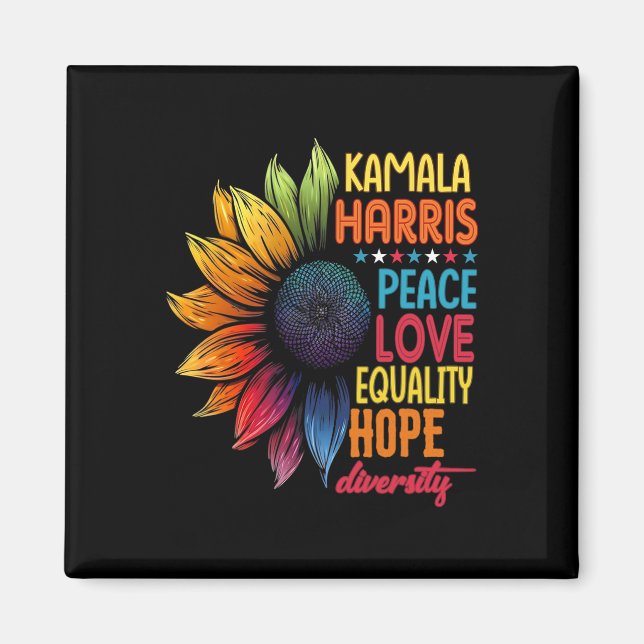 Kamala Harris Peace Love Equality Hope Diversity  Magnet (Front)