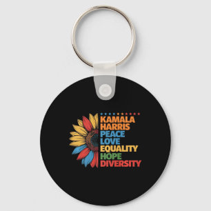 Kamala Harris Peace Love Equality Hope Diversity P Key Ring