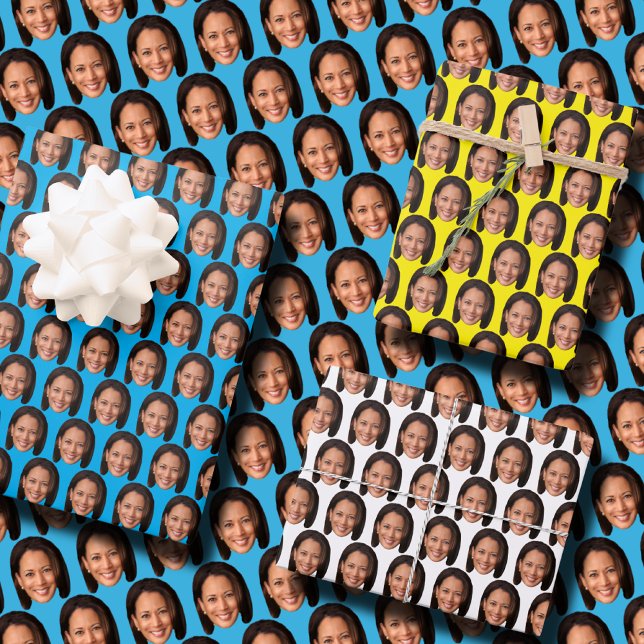 Kamala Harris Photo Face Kamala Harris Face Wrapping Paper Sheet (Creator Uploaded)