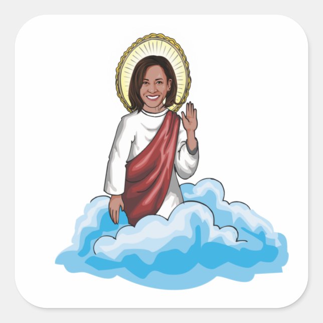 Kamala Harris Prayer and Peace Portrait Square Sticker (Front)