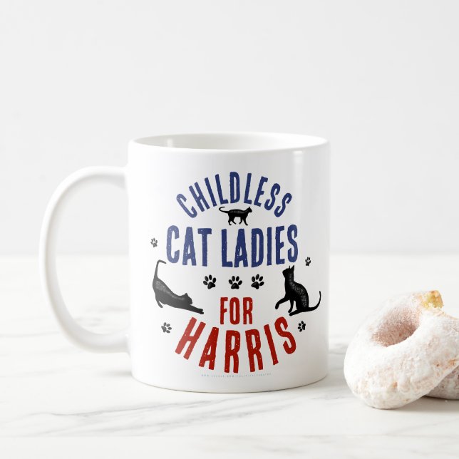 Kamala Harris President 2024 Childless Cat Ladies Coffee Mug (With Donut)