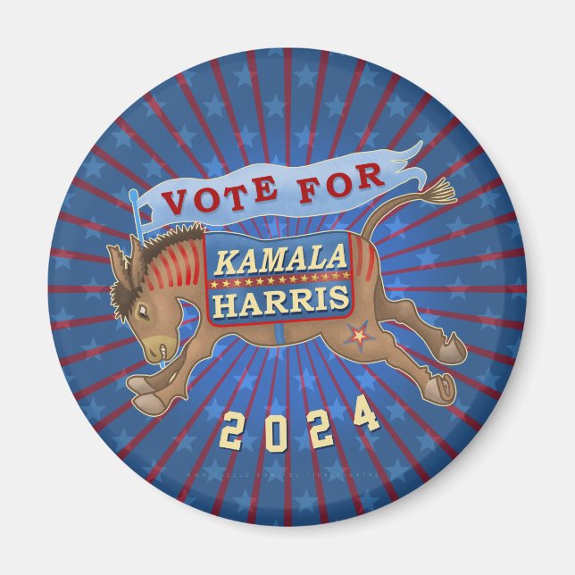 Kamala Harris President 2024 Democrat Donkey Magnet (Front)