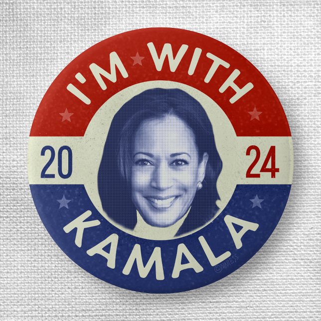 Kamala Harris President 2024 Democrat Photo Retro 3 Cm Round Badge (Creator Uploaded)