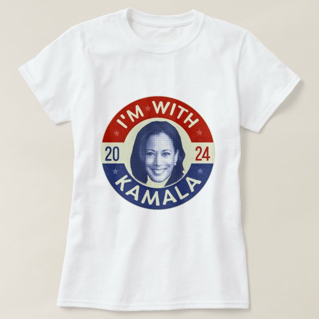 Kamala Harris President 2024 Democrat Photo Retro T-Shirt (Design Front)