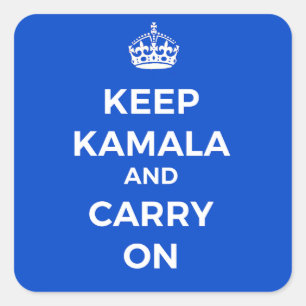 Kamala Harris President- Keep Calm, Blue Square Sticker
