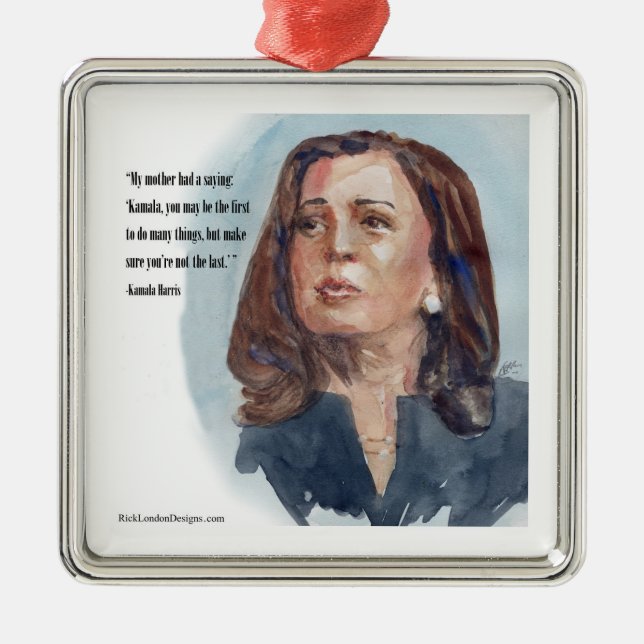 Kamala Harris & Quote Metal Tree Decoration (Front)