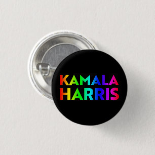 Kamala Harris rainbow gradient typography black 3 Cm Round Badge