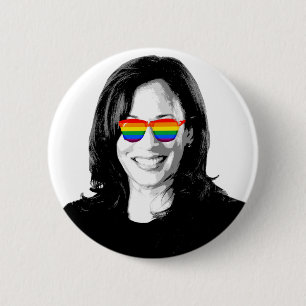 Kamala Harris Rainbow Sunglasses Coffee Mug 6 Cm Round Badge