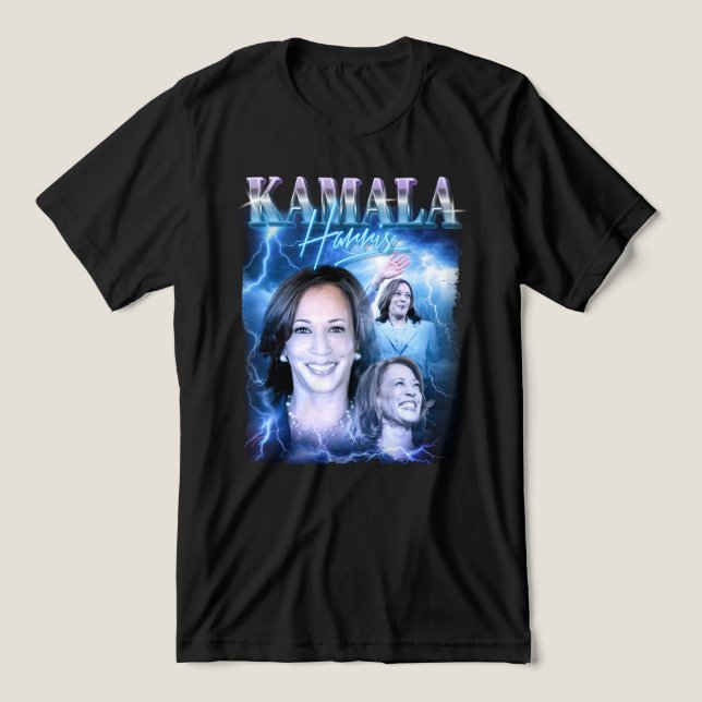 Kamala Harris Retro 90s Style Tri-Blend Shirt (Design Front)
