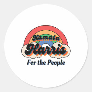 Kamala Harris Retro Rainbow Design Classic Round Sticker