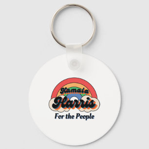 Kamala Harris Retro Rainbow Design Key Ring