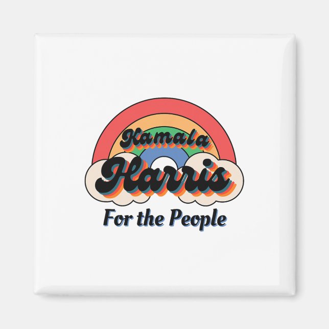 Kamala Harris Retro Rainbow Design  Magnet (Front)