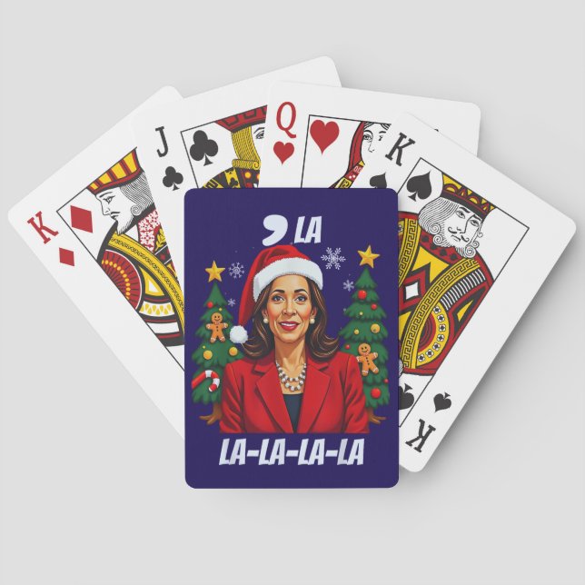 Kamala Harris Santa Hat Christmas Gift Playing Cards (Back)