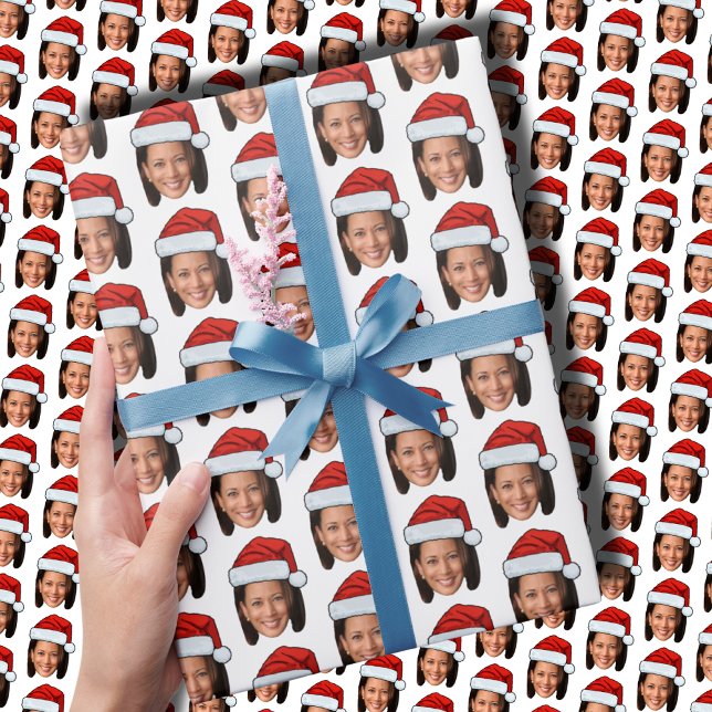 Kamala Harris Santa Hat Funny Christmas Wrapping Paper (Creator Uploaded)
