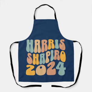 Kamala Harris Shapiro Wavy Text Retro Trendy Apron
