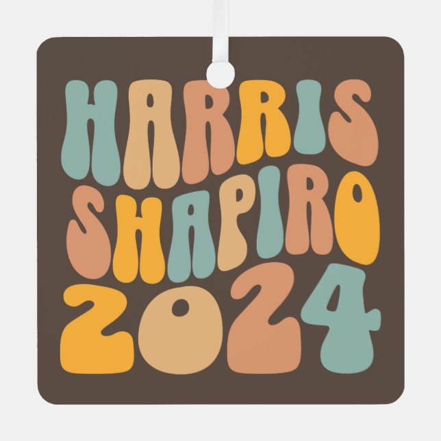 Kamala Harris Shapiro Wavy Text Retro Trendy Metal Tree Decoration (Front)