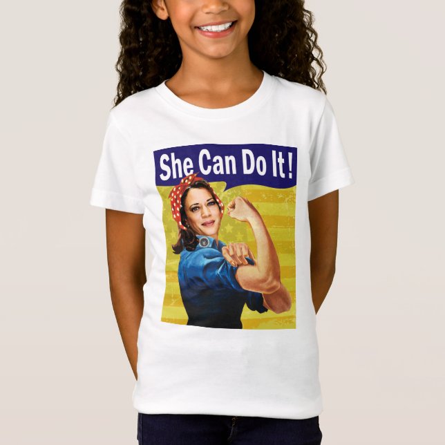 Kamala Harris She Can Do It Girls' Fine Jersey  T-Shirt (Front)