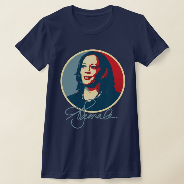 Kamala Harris Signature Portrait T-Shirt (Laydown)