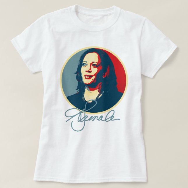 Kamala Harris Signature Portrait T-Shirt (Design Front)