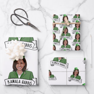 Kamala Harris St. Patrick's Day Wrapping Paper Sheet