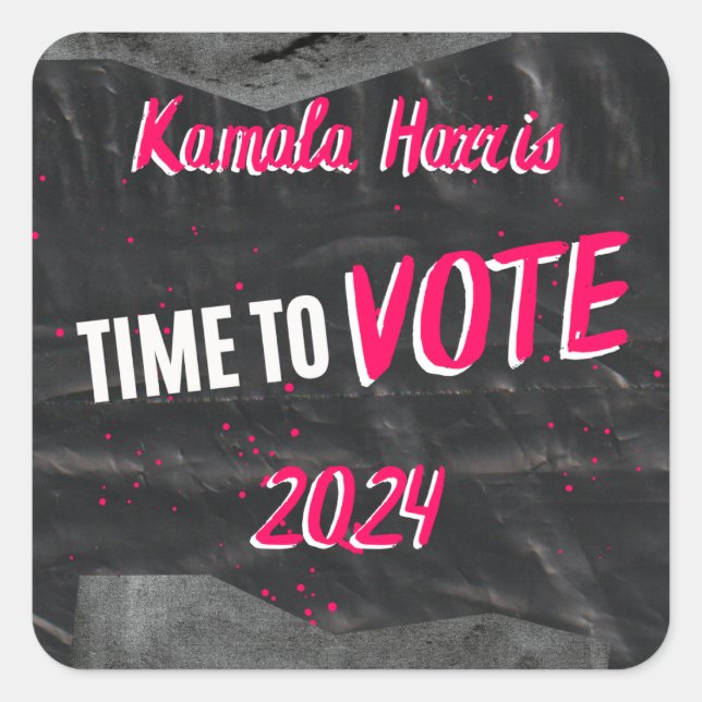 Kamala Harris Sticker. Black colour. Square Sticker (Front)