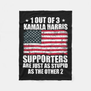 Kamala Harris Stupid Joke American Flag Usa Funny  Fleece Blanket