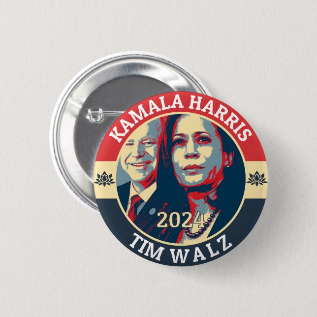 Kamala Harris Tim Walz 2024 6 Cm Round Badge (Front & Back)