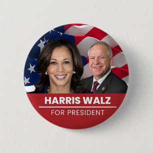 Kamala Harris Tim Walz 2024 6 Cm Round Badge