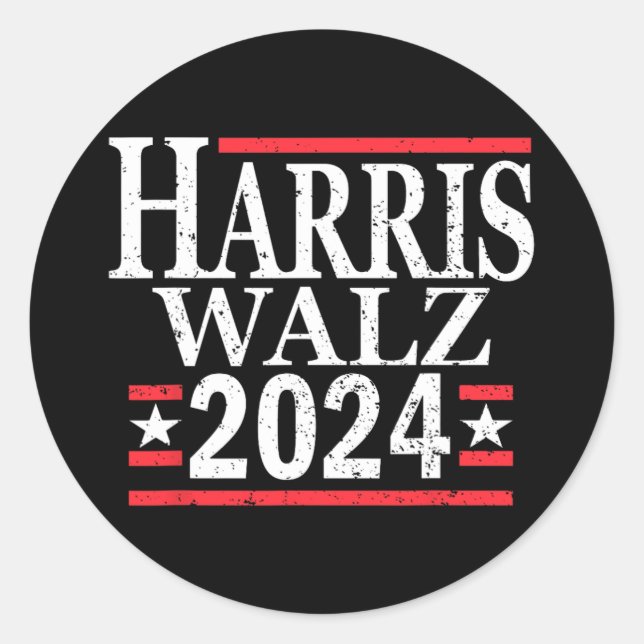 Kamala Harris Tim Walz 2024  Classic Round Sticker (Front)